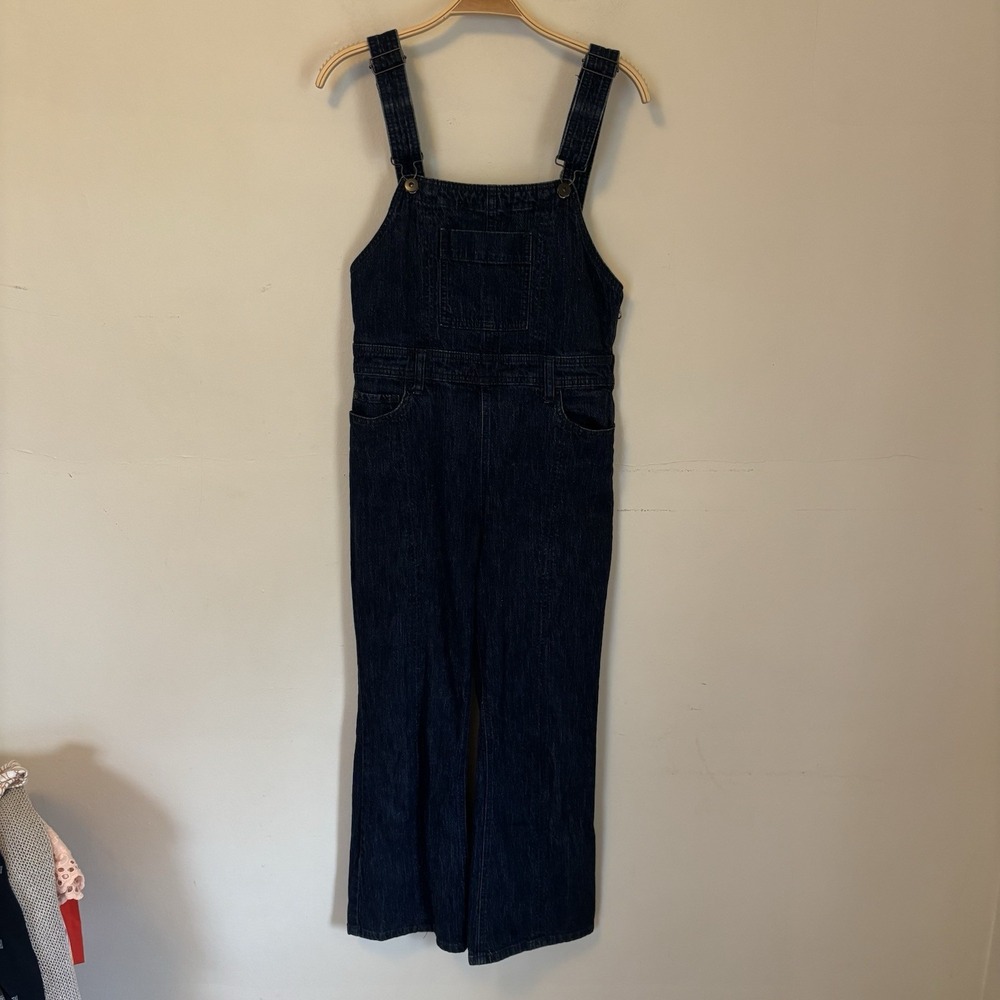 Pilcro Women's Denim Overalls 25P Blue Wide Leg Preppy Dark Wash‎ Rockabilly